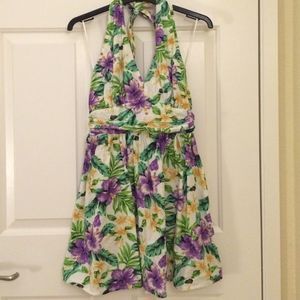 Tropical flower halter dress